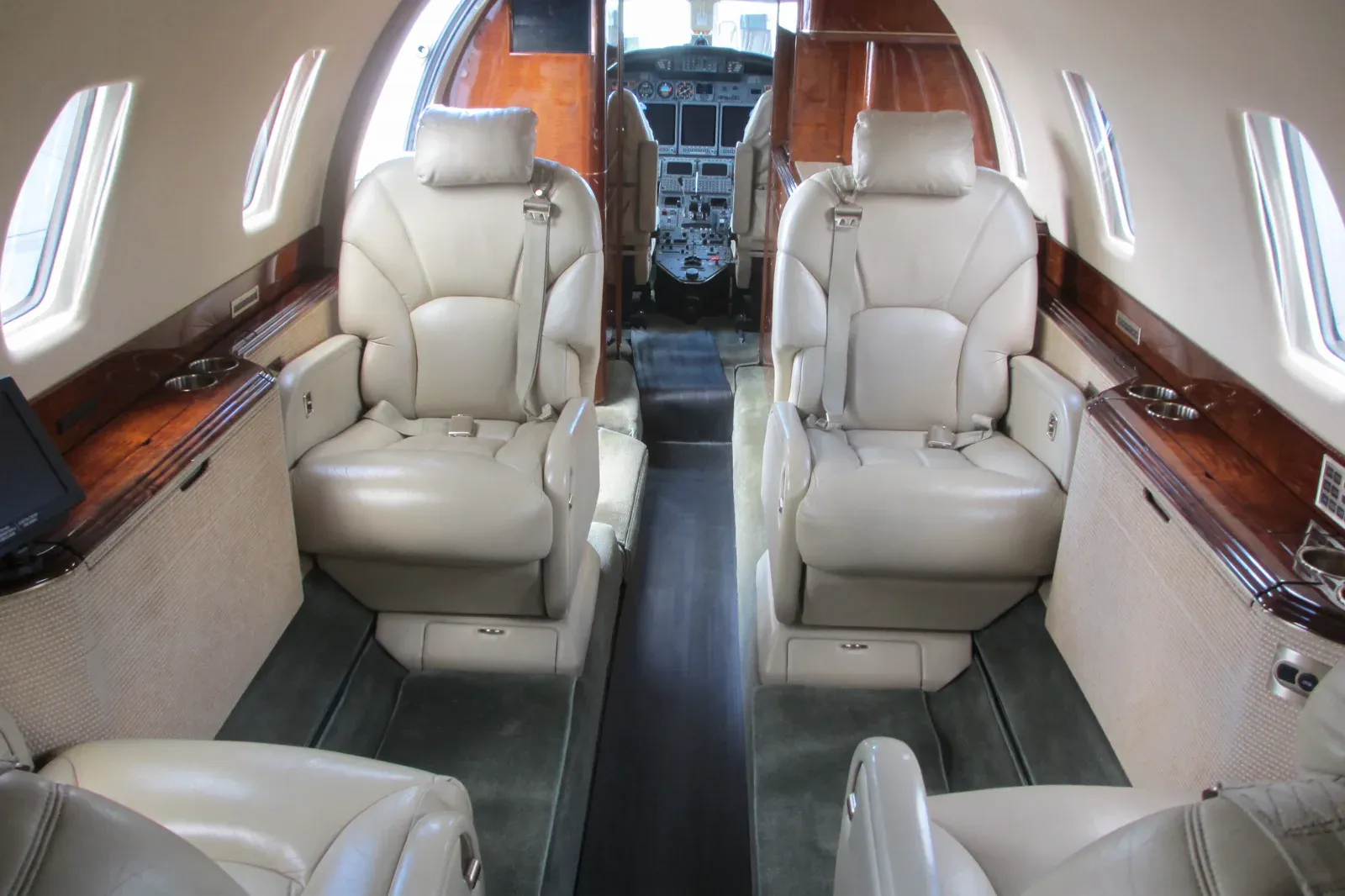 Private jet cabin interior available through aircraft leasing